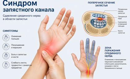 Синдром запястного канала : симптомы, диагностика и лечение&nbsp;